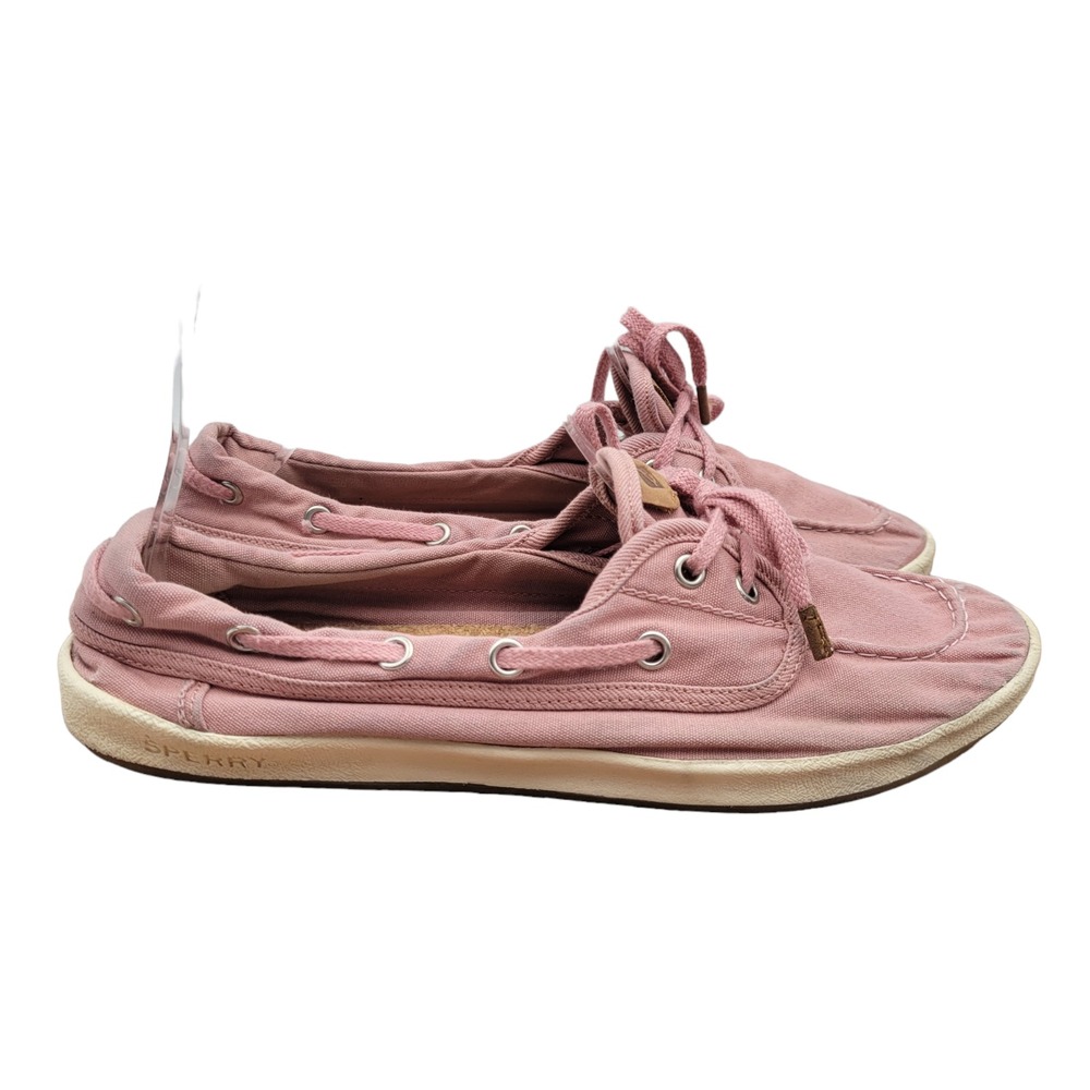 Sperry Boat Shoes Womens Size 8.5 Pink Drift Hale Canvas Low Top Flat